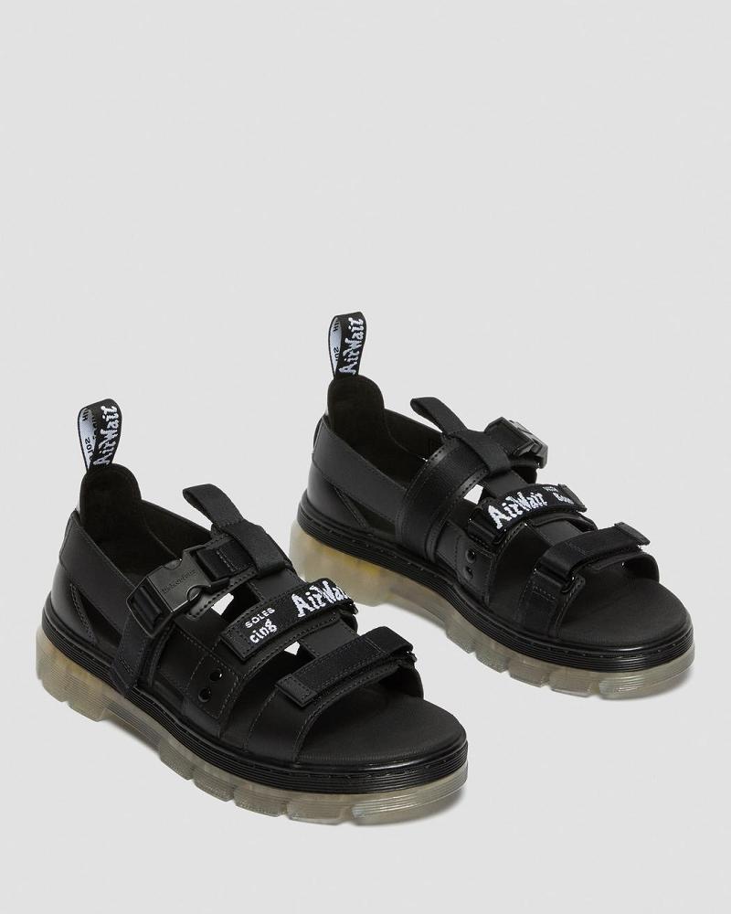 Black Men's Dr Martens Pearson Iced Casual Strap Sandals | CA 640VRW